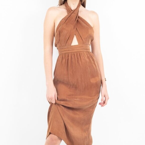 NWT $195 Third Form Cross Paths Midi Brick XS Fall Wedding Guest Dress - Picture 2 of 7